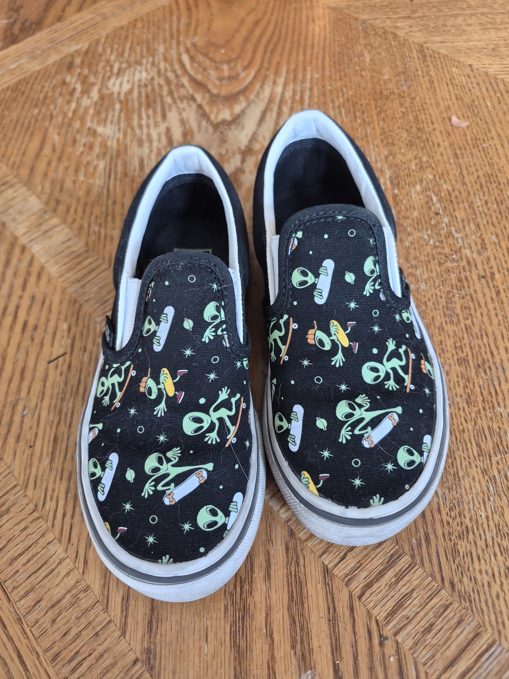Kids Black Alien Skate Slip-On Shoes - Vans